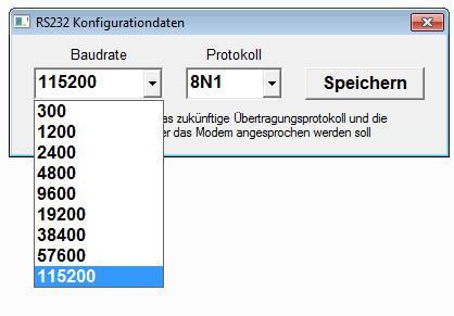 I2C-RS232-Modem 2 Schnittstellenparameter einstellen